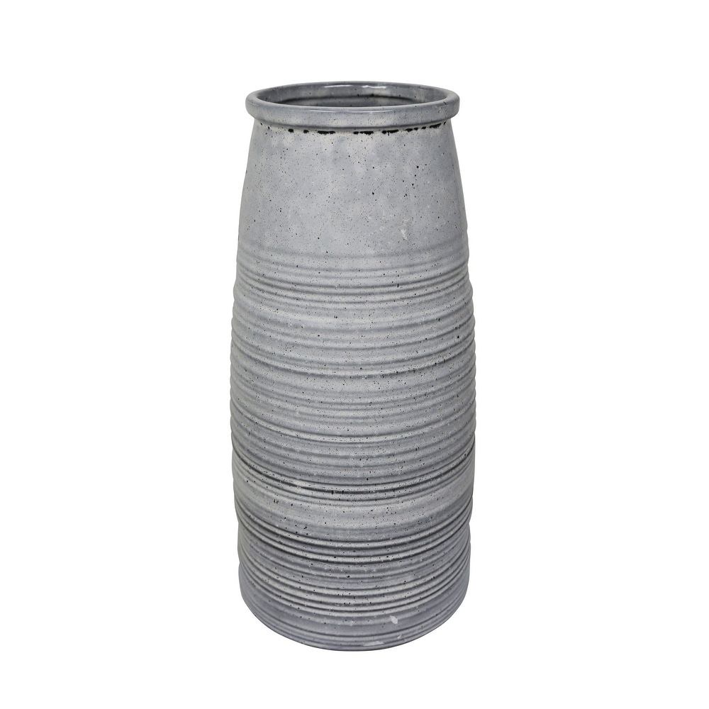A & B Home 11 White and Silver Vintage Style Distressed Uma Pedestal Vase A & B Home 11 White and Silver Vintage Style Distressed Uma Pedestal Vase